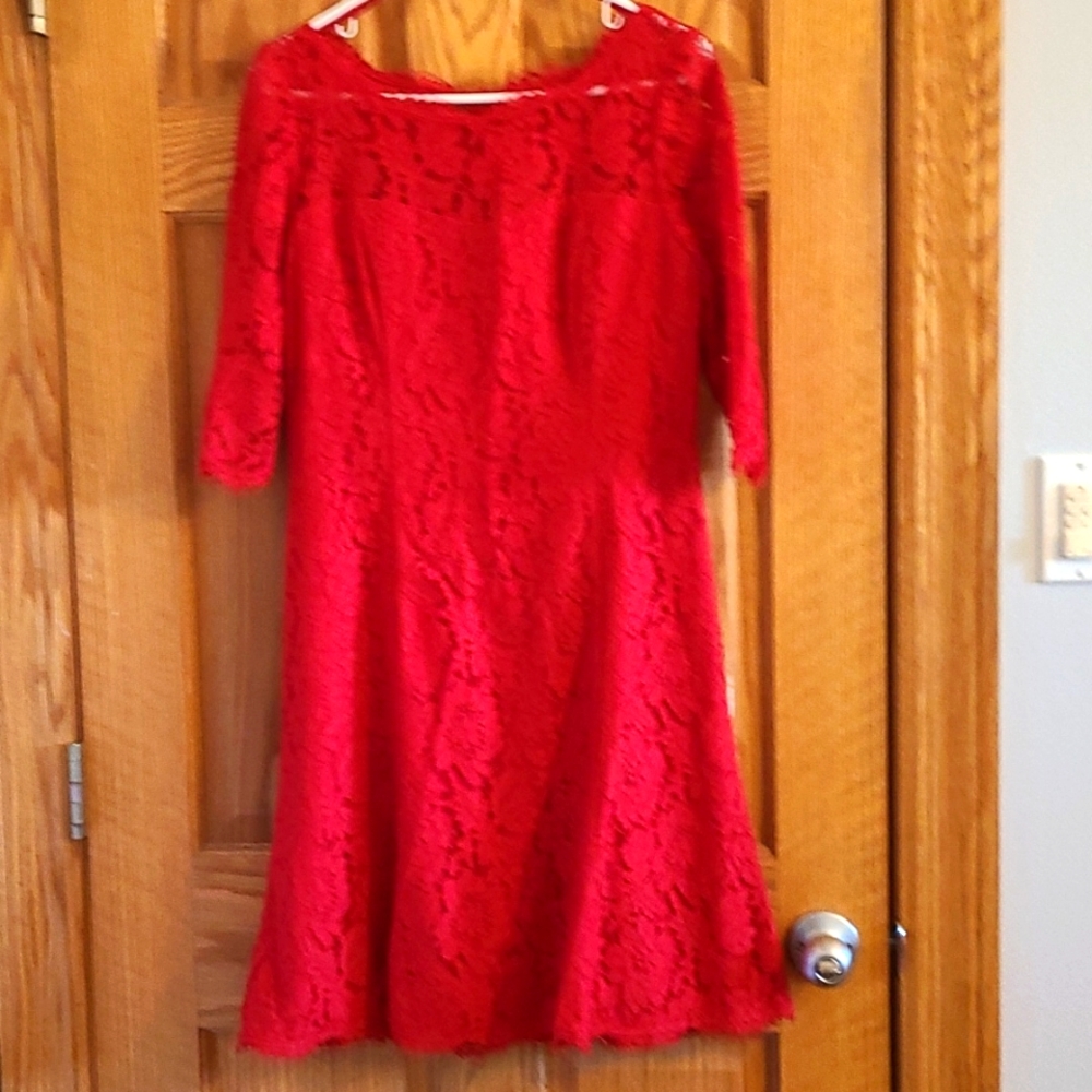 Eliza J Red Lacy Dress